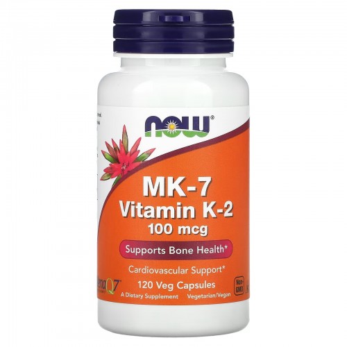 NOW Foods, MK-7, витамин K2, 100 мкг, 120 вегетарианских капсул NOW Foods, MK-7, витамин K2, 100 мкг, 120 вегетарианских капсул